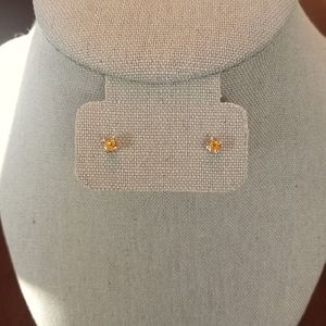 14K SOLID WG Sri Lankan Yellow Sapphire Earrings .710 cts.